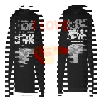 I Loveteak おもしろステーキ バーベキューグリルステーキ 長袖Tシャツ - Kawaiitshirt