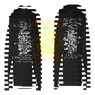 Lucky Leprechaun Sidewalk Riches Cartoon Fortune Magic Long Sleeve T-Shirt | Mazezy