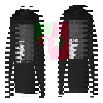 Maillot Algérie Maroc Demi Drapeau Algérien Patrimoine Marocain T-shirt à manches longues - Cadeauxyz