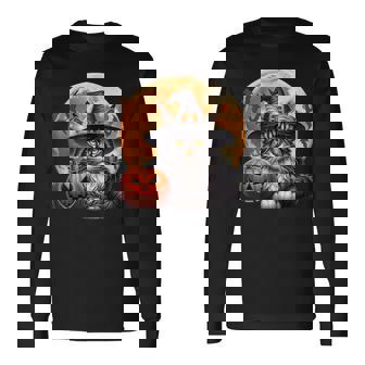 Maine Coon Cat Halloween Grumpy Maine Coon Halloween Cat Long Sleeve T-Shirt | Mazezy