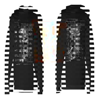 Man Standing In Japanese Cyberpunk Retro Vaporwave Aesthetic Long Sleeve T-Shirt | Mazezy