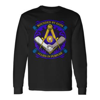 Masonic Symbol With Allies In Purpose Oath Freemason S&C Long Sleeve T-Shirt | Mazezy