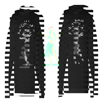 Mele Kalikimaka レトロ クリスマス フラガール シャカ ハワイ 長袖Tシャツ - Kawaiitshirt