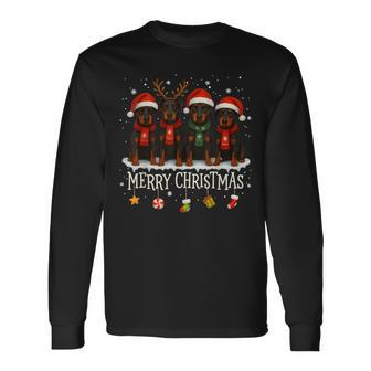 Merry Christmas Doberman Pinscher Dog Lovers Long Sleeve T-Shirt - Thegiftio UK