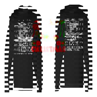 Merry Christmas Leopard Colorful Bartender Tools Santa Elf Long Sleeve T-Shirt | Seseable CA