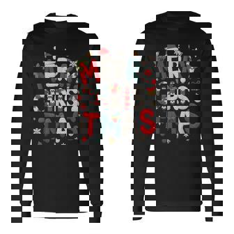 Merry Christmas Xmas Yarn Crochet Knitting Quilter Sewing Long Sleeve T-Shirt | Seseable CA