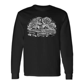 Mexican Street Culture Lowrider Latina Chola Model Long Sleeve T-Shirt - Thegiftio UK