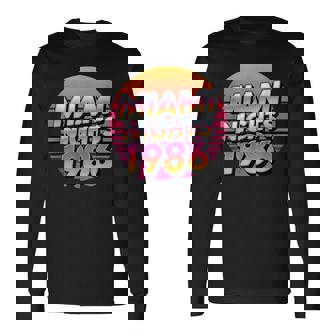 Miami Nights 1986 Retro Vaporwave Sunset Vibes Long Sleeve T-Shirt | Mazezy