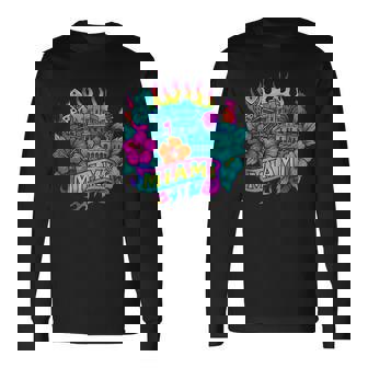 Miami Vintage Tattoo Style Rainbow City Art Retro Long Sleeve T-Shirt | Mazezy