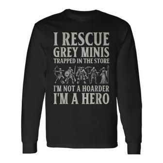 Miniature Painter I Rescue Grey Minis Painting Miniatures Long Sleeve T-Shirt - Thegiftio UK