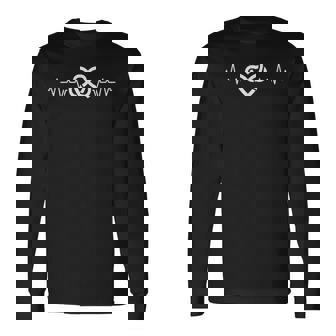 Minimalist Heartbeat Infinity Polyamory Symbol Long Sleeve T-Shirt - Monsterry