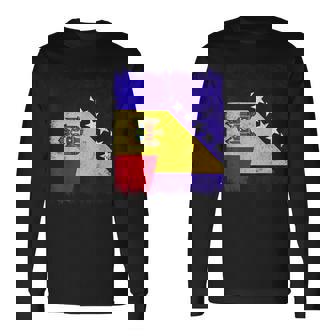 Moldova Bosnia And Herzegovina Half Flag Long Sleeve T-Shirt | Mazezy