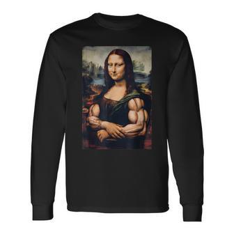 Mona Lisa Bíceps Culturismo Gimnasio Entrenamiento Divertido Mona Lisa Camiseta de manga larga - Regaloses
