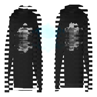 Mountain Landscape Reflection Forest Trees Outdoor Wildlife Long Sleeve T-Shirt - Monsterry