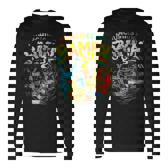 Munchies ラーメンを食べるエイリアン ドレッドヘアアート 長袖Tシャツ - Kawaiitshirt