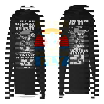 Nadador Mariposa Retro ¿Por Qué Correr Cuando Puedesolar Camiseta de manga larga - Regaloses