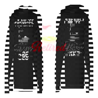 My New Office Retired 2025 Golf Retirement Long Sleeve T-Shirt | Mazezy