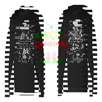 NICU Christmas Crew Colorful Floral Costume Elf Nurse Job Long Sleeve T-Shirt | Mazezy