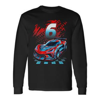 Niños Coche De Carreras De 6 Años Para Fiesta De Cumpleaños 6 Camiseta de manga larga - Regaloses