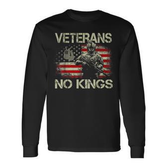 No Kings Veterans Patriotic America Flag No Kings Long Sleeve T-Shirt | Seseable FR