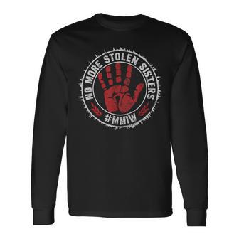 No More Stolen Sisters With Red Hand Stop Mmiw Long Sleeve T-Shirt - Thegiftio UK