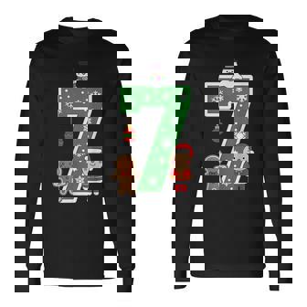 Number 7 67 Meme Couple Pajamas Christmas Matching Long Sleeve T-Shirt - Monsterry