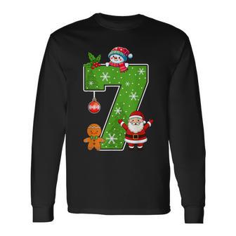 Number 7 67 Meme Couple Pajamas Christmas Matching Long Sleeve T-Shirt - Thegiftio UK