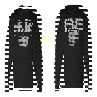 Oak Flag Heart Of Ensign Of Maine Emblem Hometown Pride & Long Sleeve T-Shirt | Mazezy