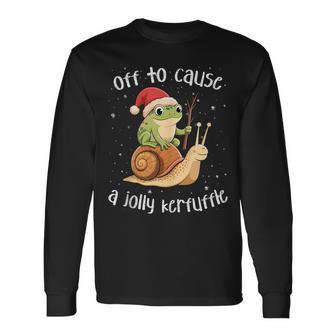 Off To Cause A Jolly Kerfuffle – Xmas Frog Long Sleeve T-Shirt - Thegiftio