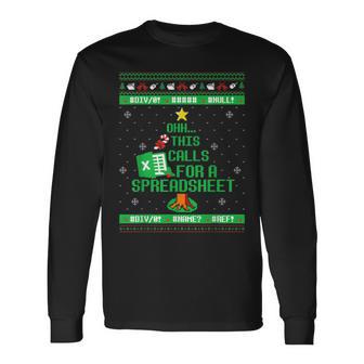 Oh This Calls For A Spreadsheet Christmas Excel Ugly Sweater Long Sleeve T-Shirt - Thegiftio UK