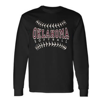 Oklahoma Softball Stitches Long Sleeve T-Shirt | Seseable FR