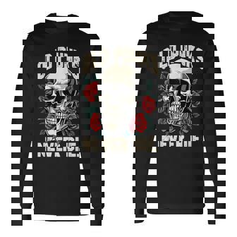 Old Punks Never Die Punk Rocker Bikerkull T-shirt à manches longues - Cadeauxyz