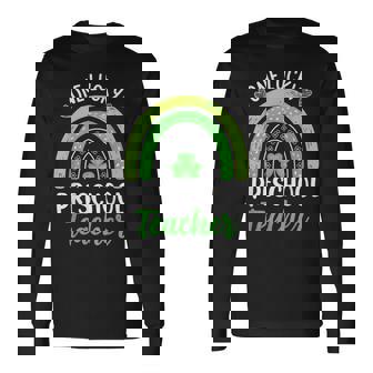 One Lucky Preschool Teacher St Patricks Day Rainbow Long Sleeve T-Shirt | Mazezy