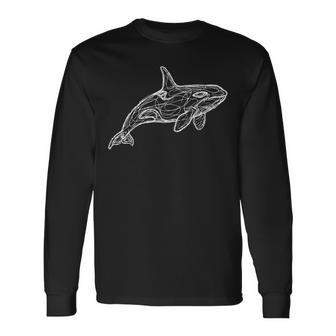 Orca Arte Lineal Ballena Orca Camiseta de manga larga - Regaloses