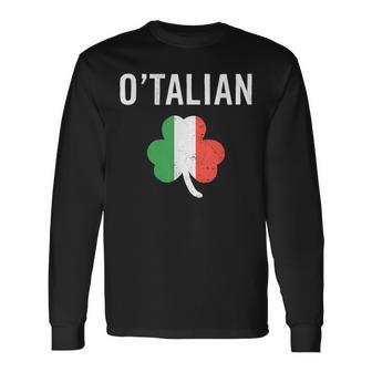 O'talian Italian Irish St Patrick's Day Italy Flag Long Sleeve T-Shirt | Mazezy