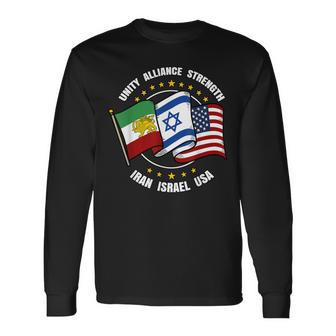 Pahlavi Monarchy Iran Israel Usa Alliance Strength Long Sleeve T-Shirt | Mazezy
