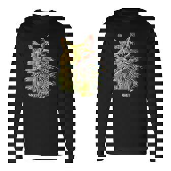 Painted Cat Art Siberian Cat Long Haired Cat Tank Top Long Sleeve T-Shirt | Mazezy