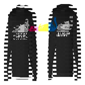 Panessuale Ew People Gatto Pigro Lgbtq Colori Pan Umorismo Maglietta a maniche lunghe - Novitaregali