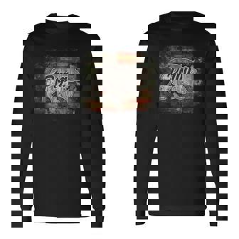 Papa Bear Vintage American USA Flag 4th Of July Husband Tank Top Long Sleeve T-Shirt | Mazezy