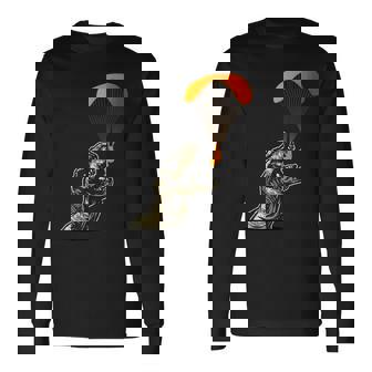 Paragliding Dino Paragliders Skydiving Trex Dinosaurs Long Sleeve T-Shirt | Mazezy