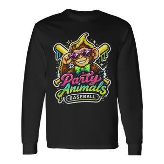 Party Animals Baseball Jersey Monkey Vibrant Slime Long Sleeve T-Shirt - Monsterry