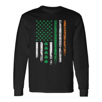 Patriotic Irish American Flag Ireland St Patrick's Day Long Sleeve T-Shirt - Thegiftio UK