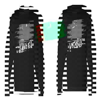 Patriotic Retro Turkmen Flag Turkmenistan Long Sleeve T-Shirt | Mazezy