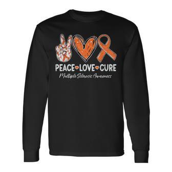 Peace Love Cure Multiple Sclerosis Ms Awareness Support Long Sleeve T-Shirt - Thegiftio UK