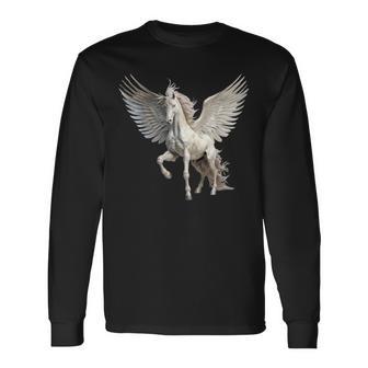 Pegasus Winged Flying Horse Greek Ancient Mythology Long Sleeve T-Shirt - Thegiftio UK