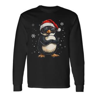 Penguin Santa Hat Penguin Lovers Xmas Christmas Pajama Long Sleeve T-Shirt - Thegiftio UK