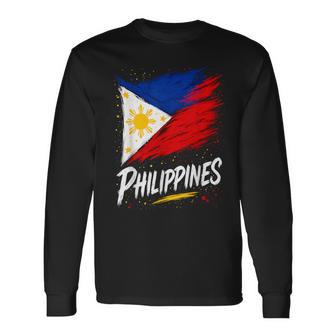 Philippines Filipino Flag Long Sleeve T-Shirt - Monsterry
