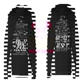 Pink Out Tackle American Football Breast Cancer Awareness Long Sleeve T-Shirt | Mazezy