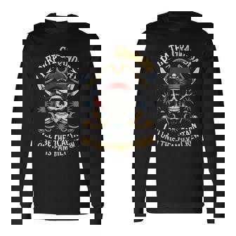 Pirate Grandpa Skeleton Freeboater Boat Captain Pirate Long Sleeve T-Shirt | Mazezy