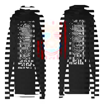 Pit-Bull Usa 愛国的な犬服 アメリカ国旗 メンズ 長袖Tシャツ - Kawaiitshirt